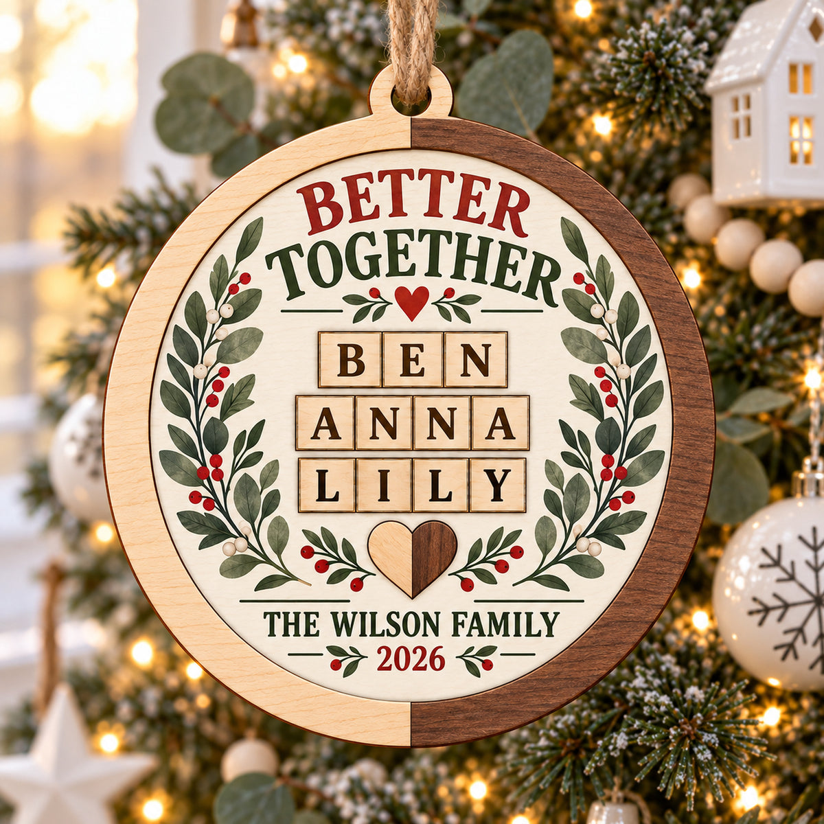 Personalized Blended Family Wood Ornament - Custom Keepsake - image 1