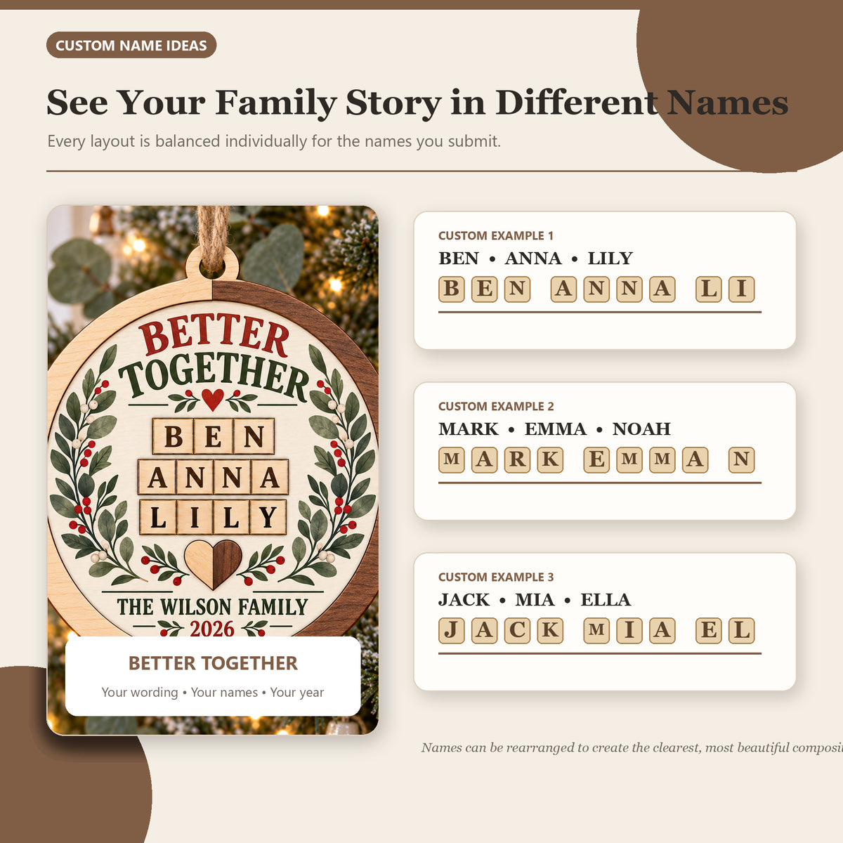 Personalized Blended Family Wood Ornament - Custom Keepsake - image 2