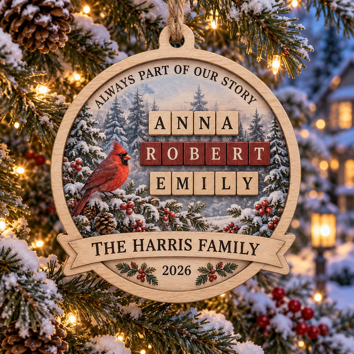 Personalized Memorial Family Wood Ornament - Custom Keepsake - image 1