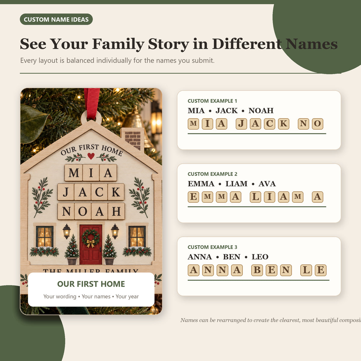 Personalized First Home Family Wood Ornament - Custom Keepsake - image 2