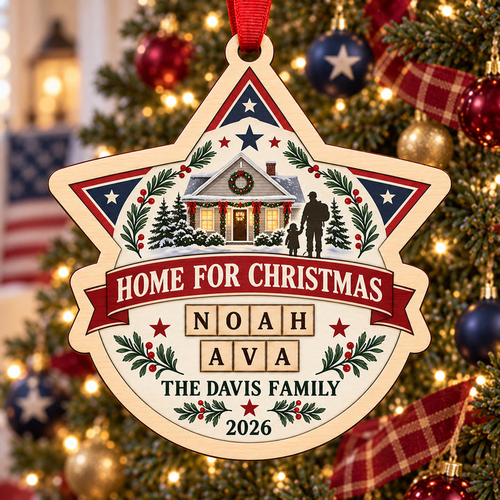 Personalized Military Family Wood Ornament - Custom Keepsake - image 1