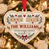 Personalized Newlywed Family Wood Ornament - Custom Keepsake - image 1