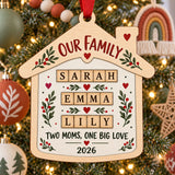 Personalized Two Moms Family Wood Ornament - Custom Keepsake - image 1