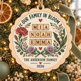 Personalized Family Birth Flowers Wood Ornament - Custom Keepsake - image 1