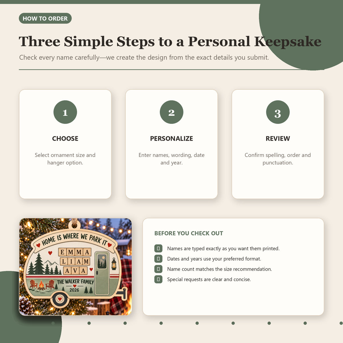Personalized Camper Family Wood Ornament - Custom Keepsake - image 7