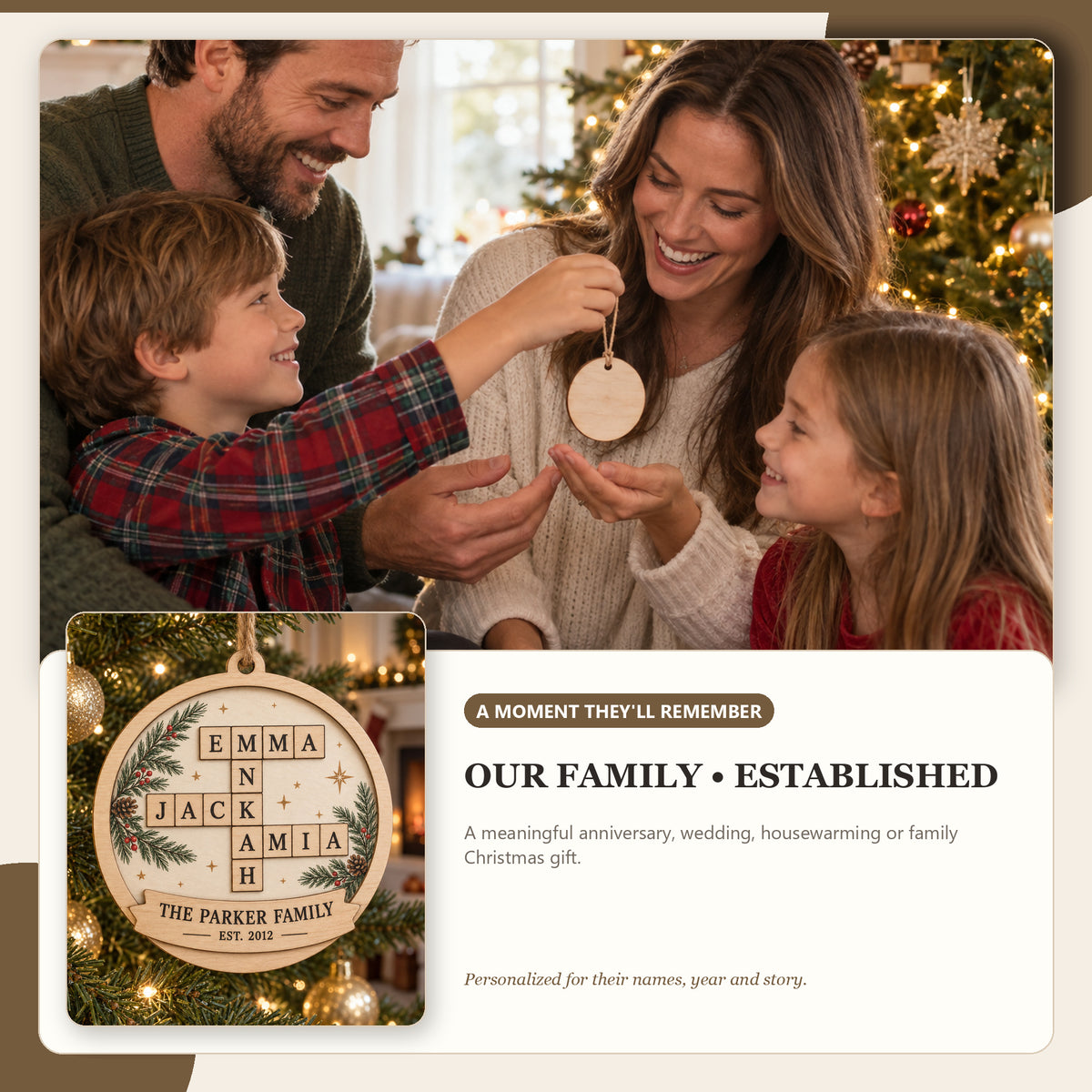 Personalized Family Established Wood Ornament - Custom Keepsake - image 7