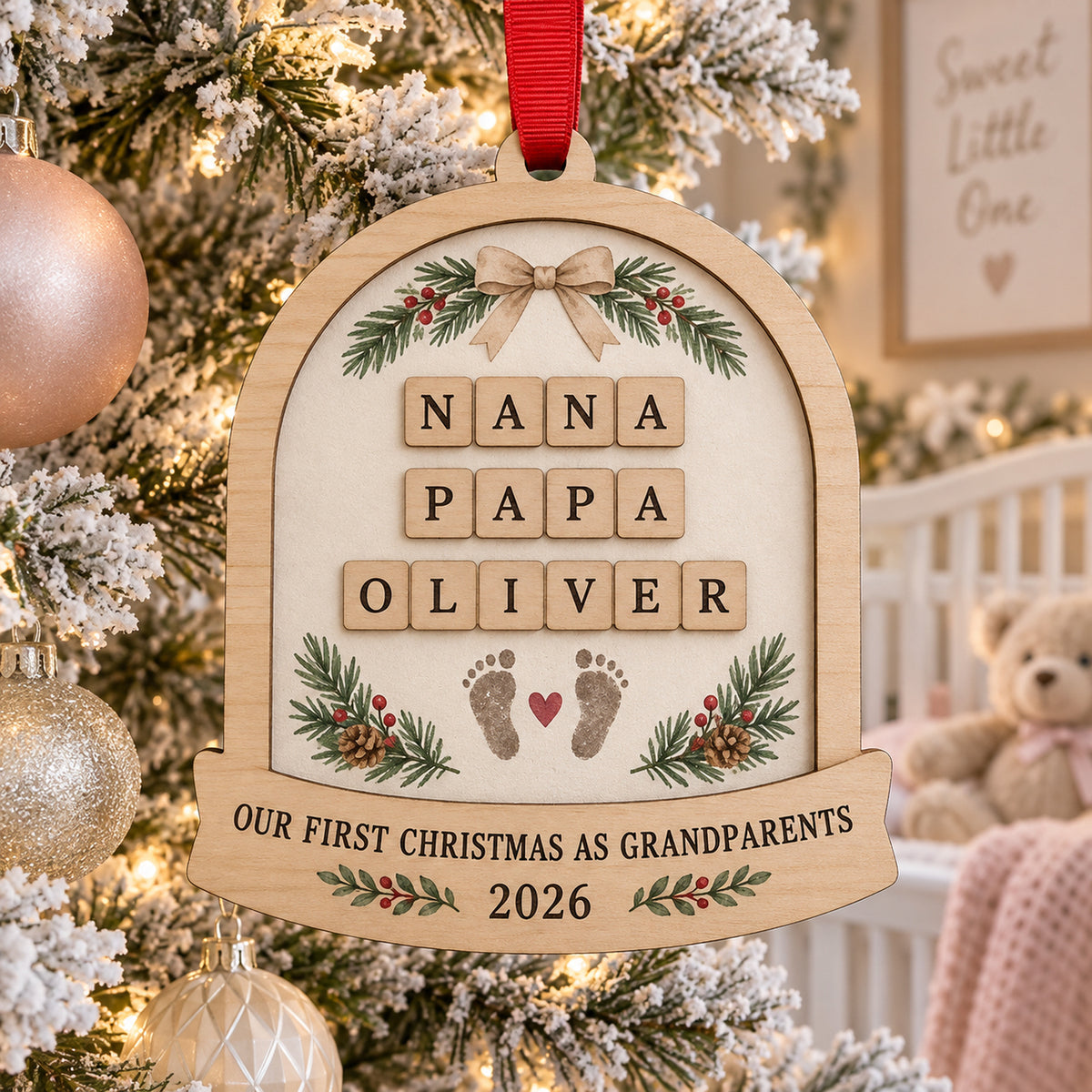 Personalized First Christmas Grandparents Wood Ornament - Custom Keepsake - image 1