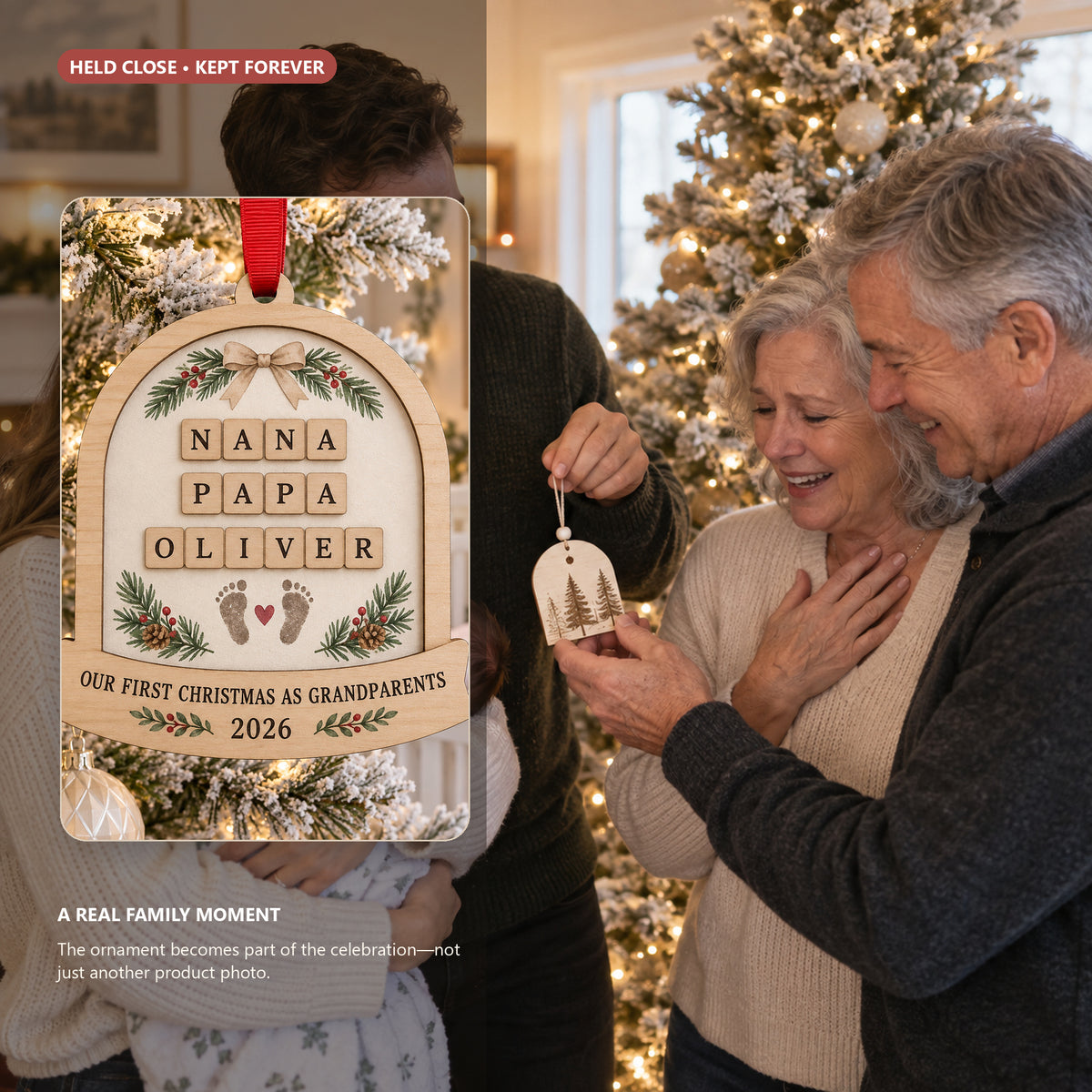 Personalized First Christmas Grandparents Wood Ornament - Custom Keepsake - image 4