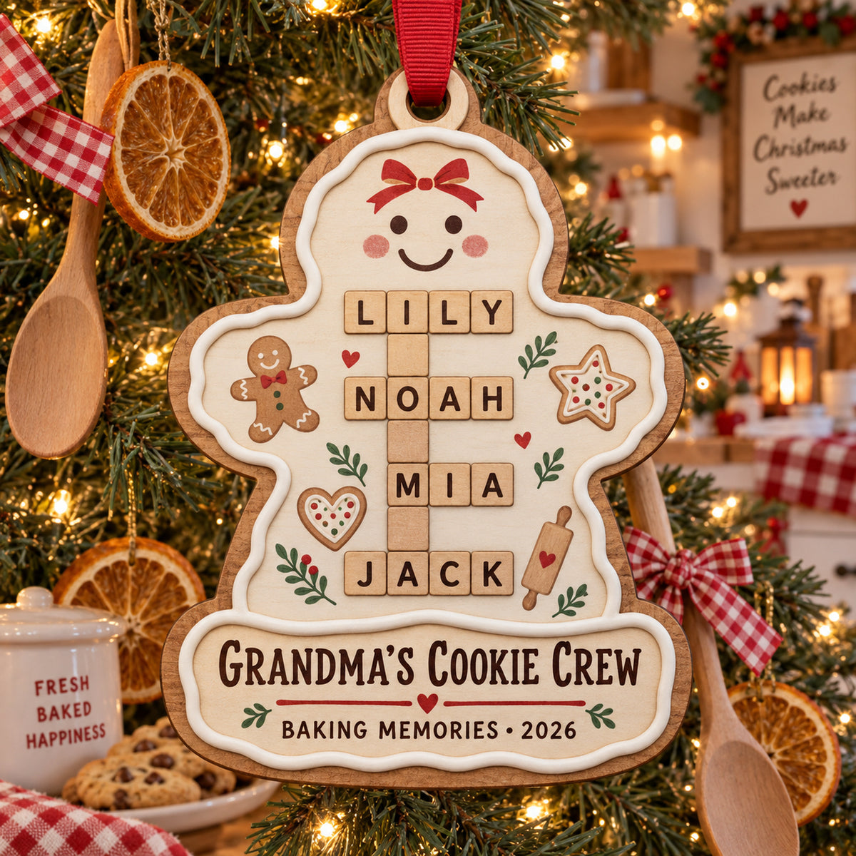 Personalized Grandmas Cookie Crew Wood Ornament - Custom Keepsake - image 1