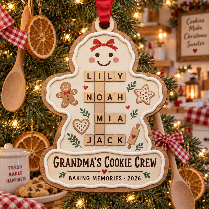 Personalized Grandmas Cookie Crew Wood Ornament - Custom Keepsake - image 1