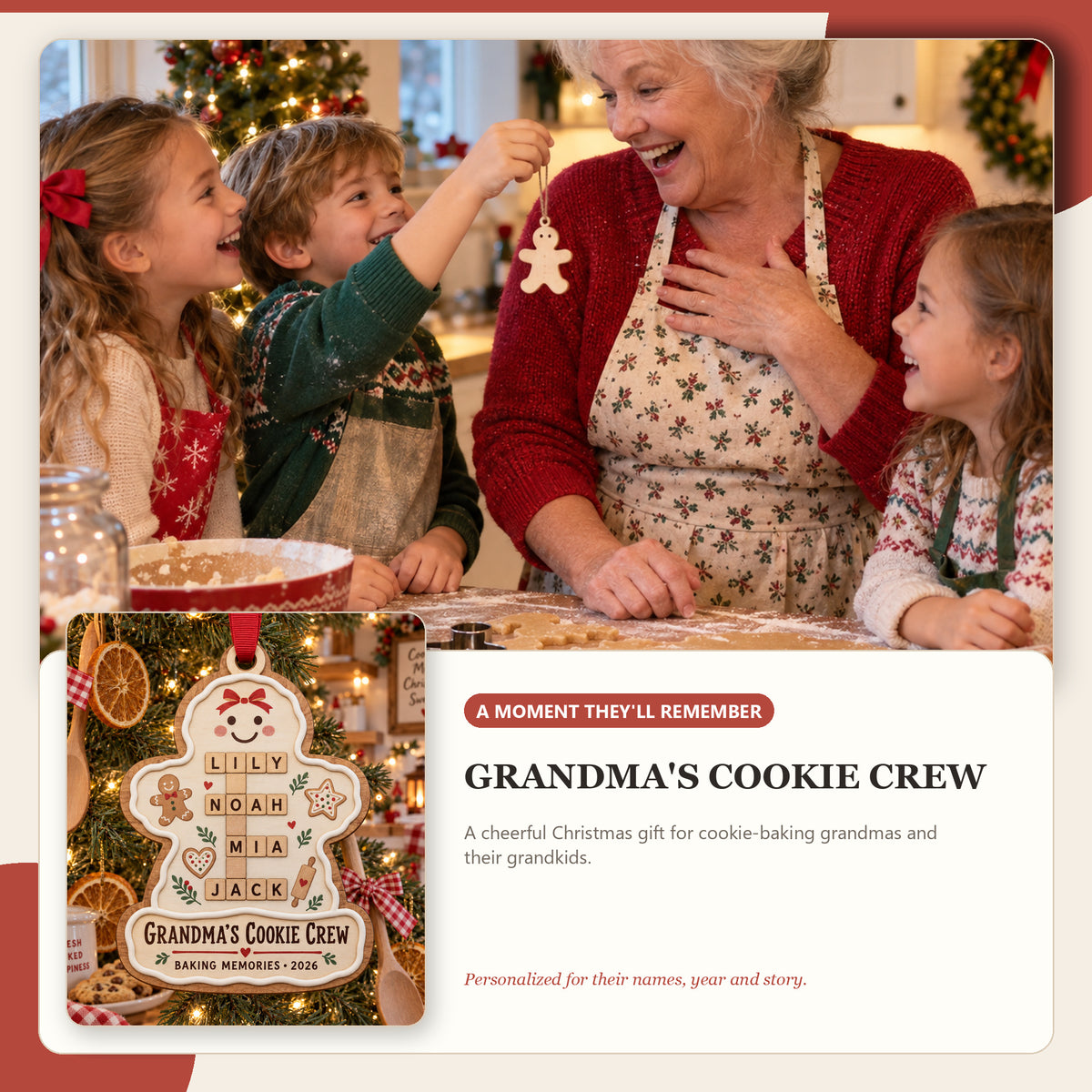 Personalized Grandmas Cookie Crew Wood Ornament - Custom Keepsake - image 7