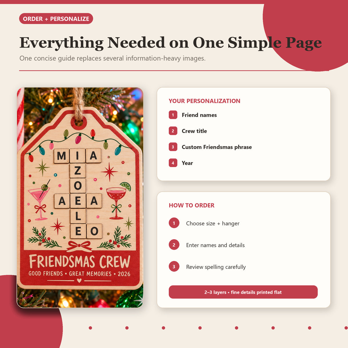 Personalized Friendsmas Crew Wood Ornament - Custom Keepsake - image 6
