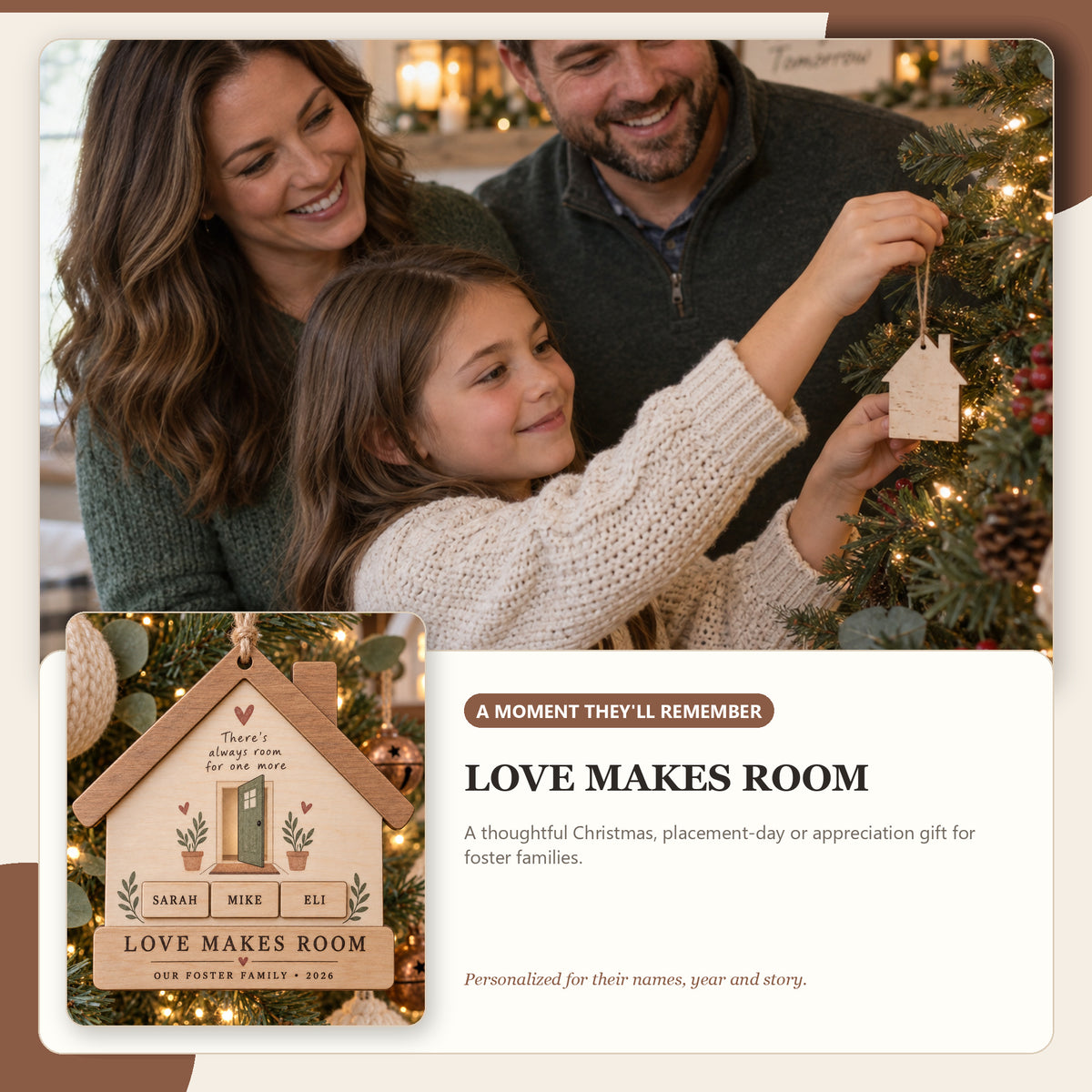 Personalized Foster Family Wood Ornament - Custom Keepsake - image 7