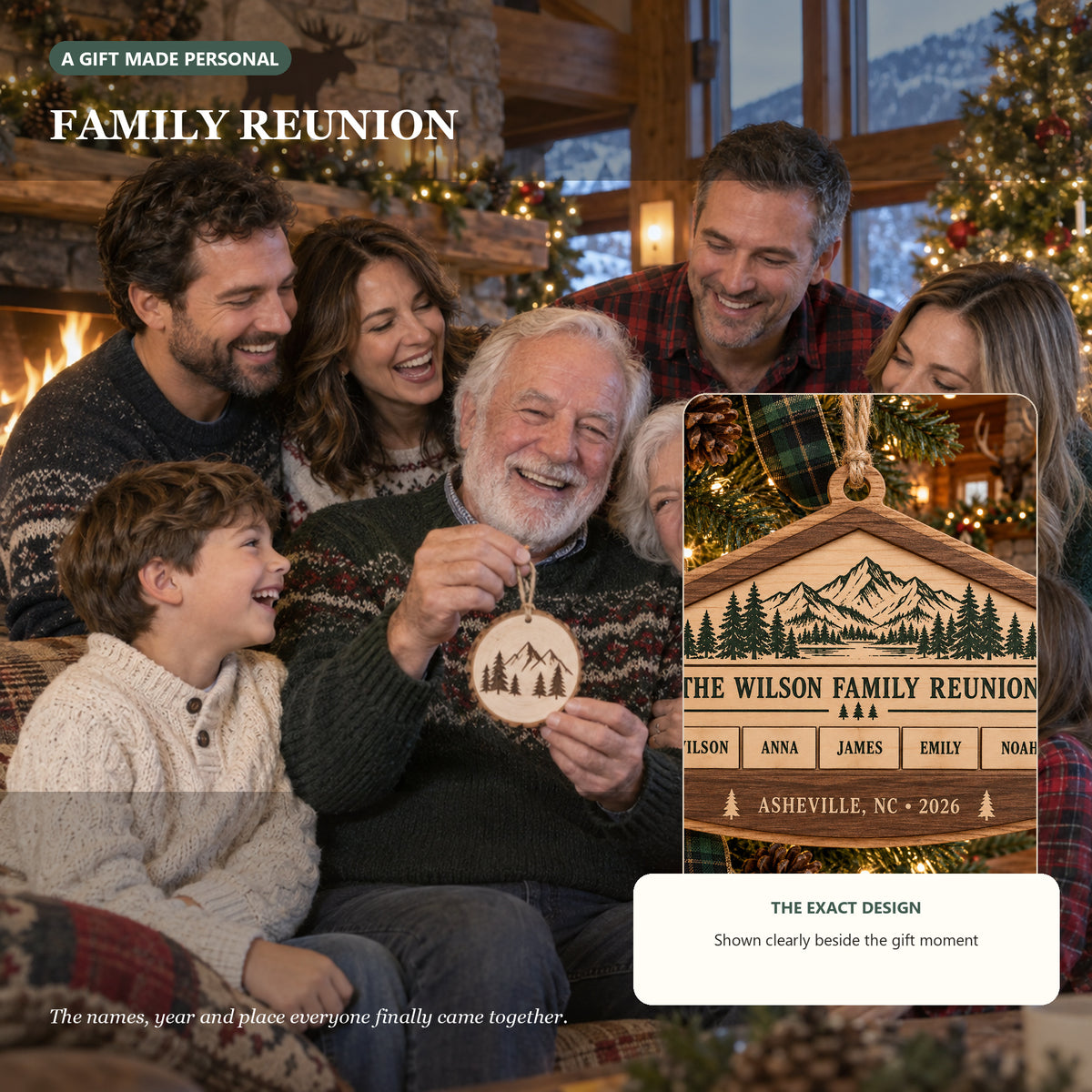 Personalized Family Reunion Location Wood Ornament - Custom Keepsake - image 3