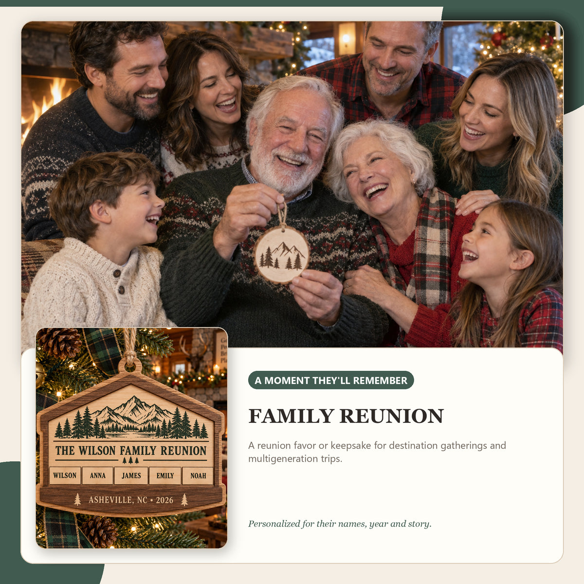 Personalized Family Reunion Location Wood Ornament - Custom Keepsake - image 7