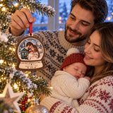Personalized First Christmas Family Of Three Wood Ornament - Custom Keepsake - image 3