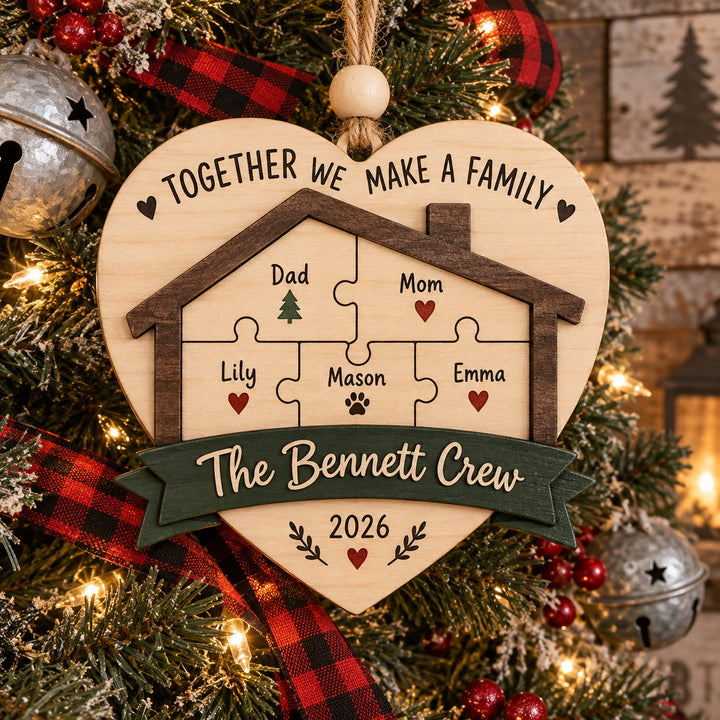Personalized Blended Family Together Wood Ornament - Custom Keepsake - image 1