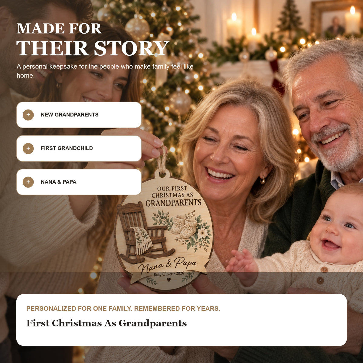 Personalized First Christmas Grandparents Wood Ornament - Custom Keepsake - image 8