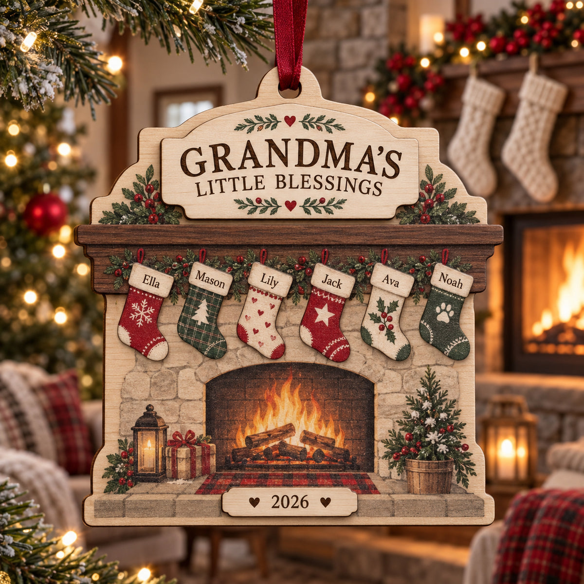 Personalized Grandmas Little Blessings Wood Ornament - Custom Keepsake - image 1