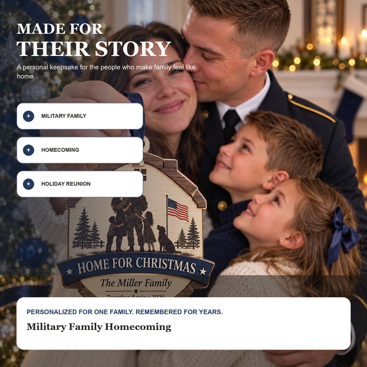Personalized Military Family Home For Christmas Wood Ornament - Custom Keepsake - image 8