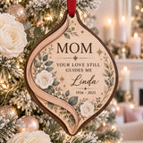 Personalized Loss Of Mom White Rose Wood Ornament - Custom Keepsake - image 1