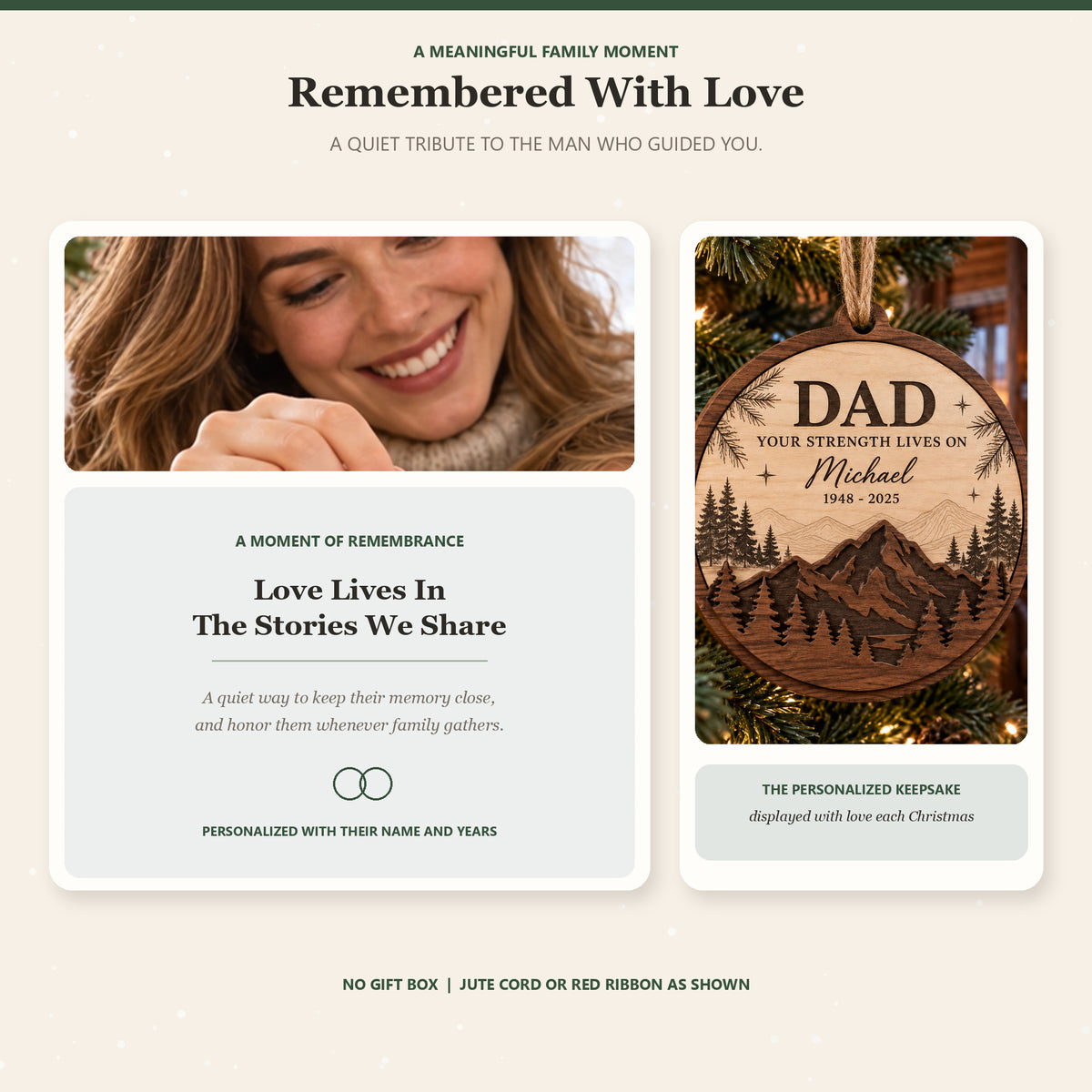 Personalized Loss Of Dad Mountain Forest Wood Ornament - Custom Keepsake - image 3