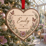 Personalized Loss Of Wife Wildflower Butterfly Wood Ornament - Custom Keepsake - image 1