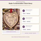 Personalized Sister Butterfly Memorial Wood Ornament - Custom Keepsake - image 2