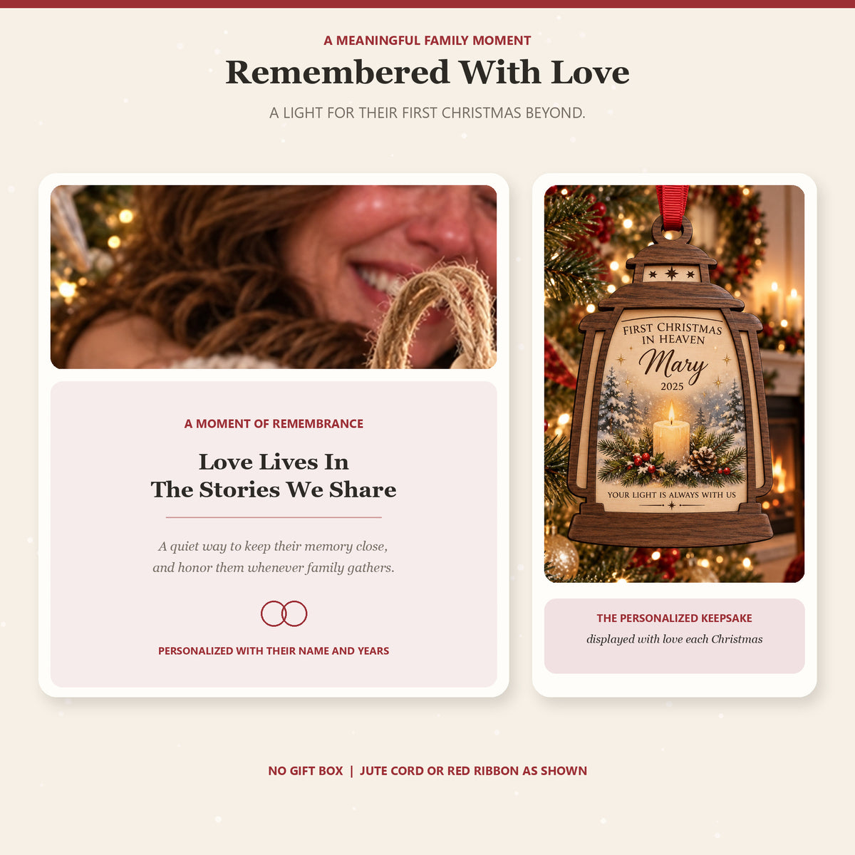 Personalized First Christmas In Heaven Lantern Wood Ornament - Custom Keepsake - image 3