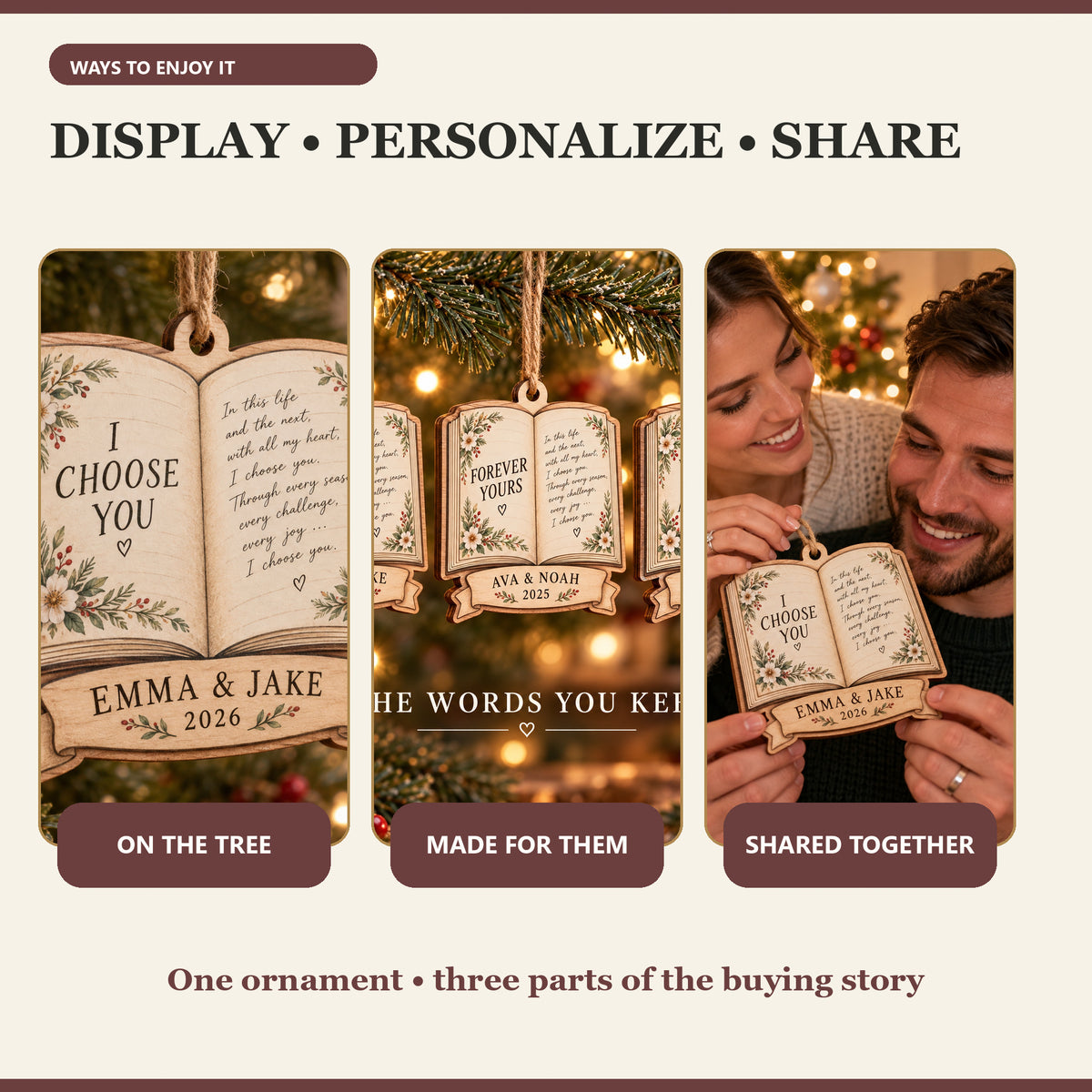 Personalized Handwritten Vows Wood Ornament - Custom Keepsake - image 7