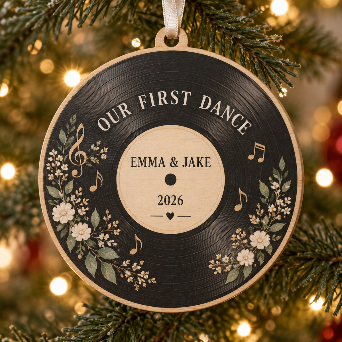 Personalized First Dance Vinyl Wood Ornament - Custom Keepsake - image 1