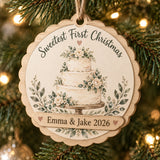 Personalized Wedding Cake Wood Ornament - Custom Keepsake - image 1