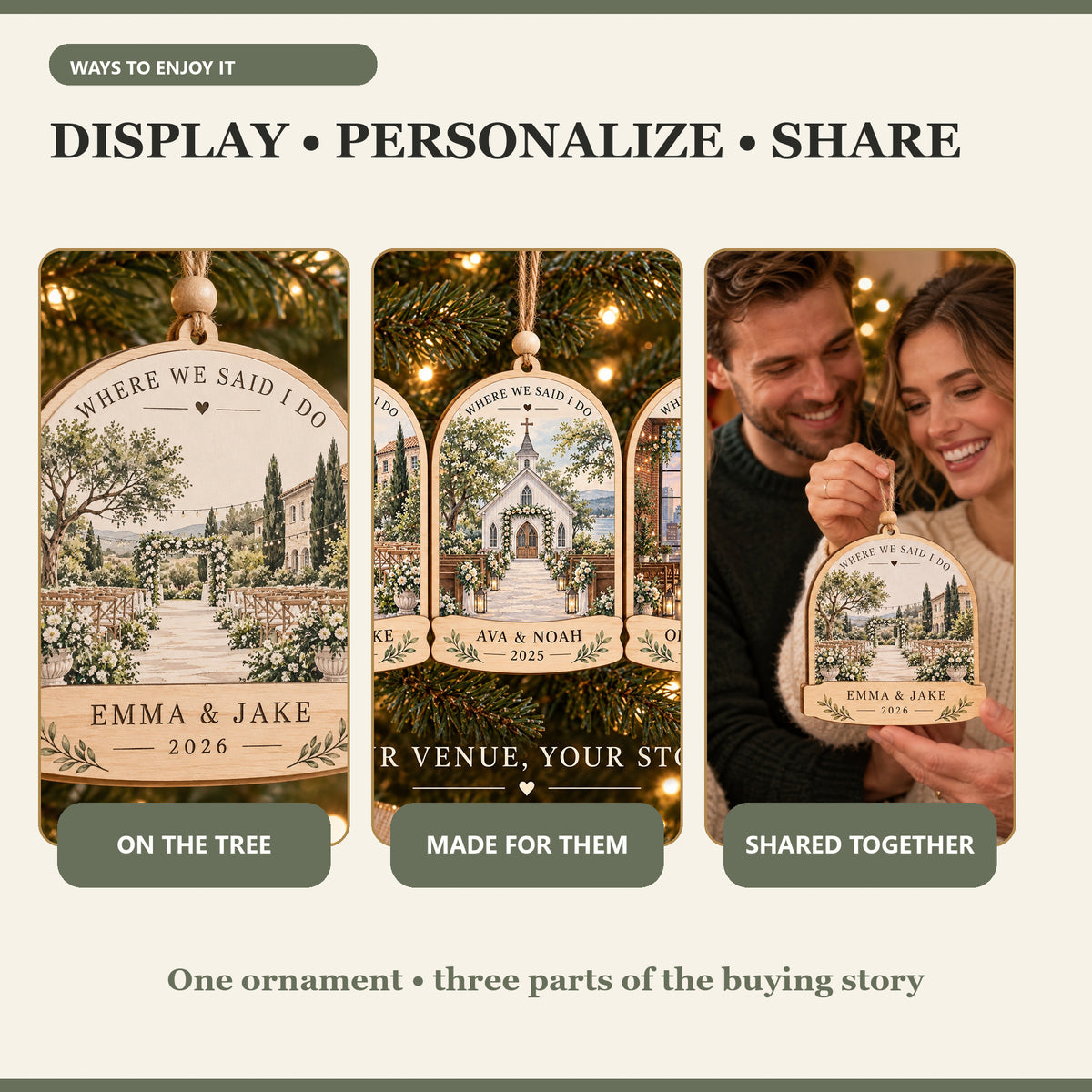 Personalized Wedding Venue Portrait Wood Ornament - Custom Keepsake - image 7