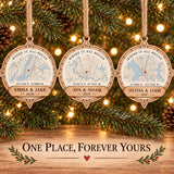 Personalized Wedding Coordinates Wood Ornament - Custom Keepsake - image 2