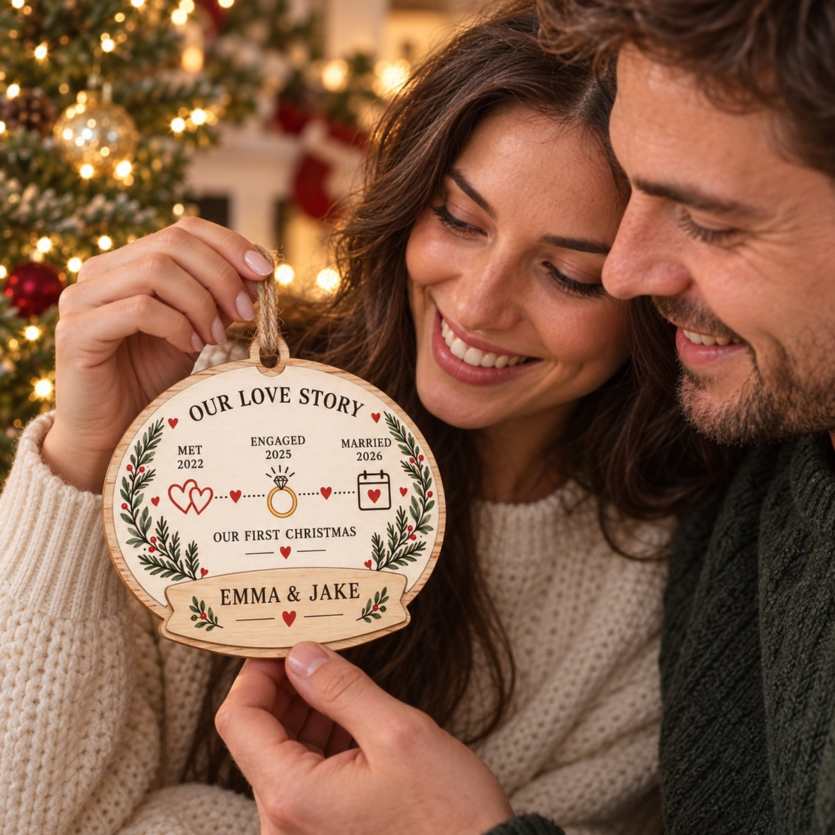 Personalized Love Story Timeline Wood Ornament - Custom Keepsake - image 3