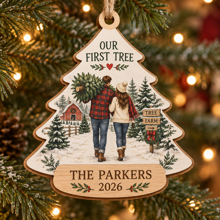 Personalized First Christmas Tree Wood Ornament - Custom Keepsake - image 1