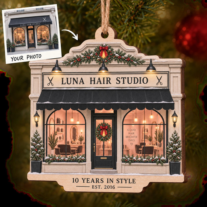 Personalized Hair Salon Anniversary Wood Ornament - Custom Keepsake - image 1