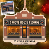 Personalized Record Store Anniversary Wood Ornament - Custom Keepsake - image 1