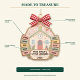 Personalized Schoolhouse Pastel Preschool Acrylic Ornament - Custom Names Keepsake - image 2