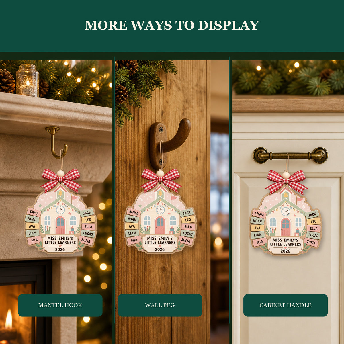 Personalized Schoolhouse Pastel Preschool Acrylic Ornament - Custom Names Keepsake - image 8