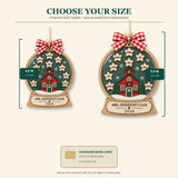 Personalized Schoolhouse Snow Globe Acrylic Ornament - Custom Names Keepsake - image 9