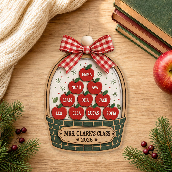 Personalized Apple Basket Acrylic Ornament - Custom Names Keepsake - image 1