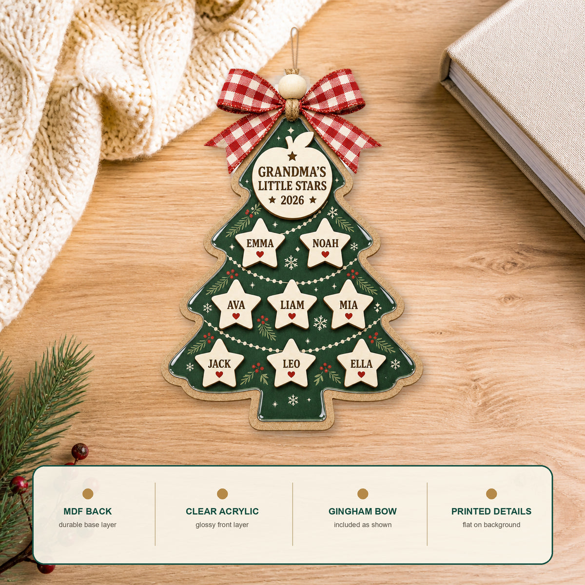 Personalized Grandma Christmas Tree Acrylic Ornament - Custom Names Keepsake - image 6