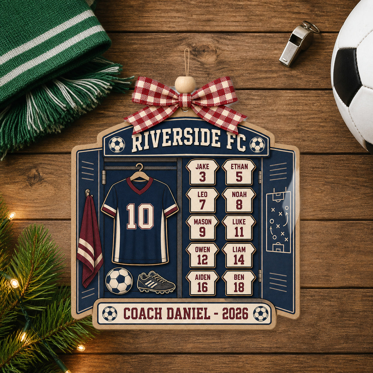 Personalized Soccer Jersey Locker Acrylic Ornament - Custom Names Keepsake - image 1