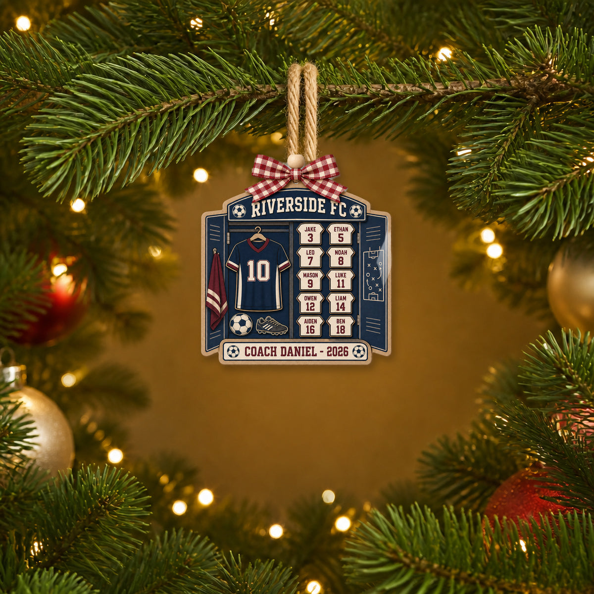 Personalized Soccer Jersey Locker Acrylic Ornament - Custom Names Keepsake - image 3