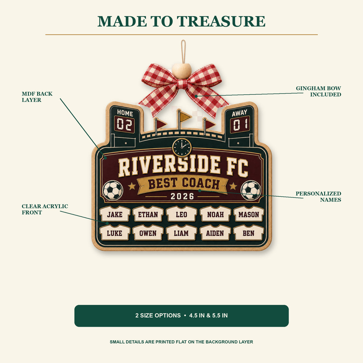 Personalized Soccer Scoreboard Acrylic Ornament - Custom Names Keepsake - image 2
