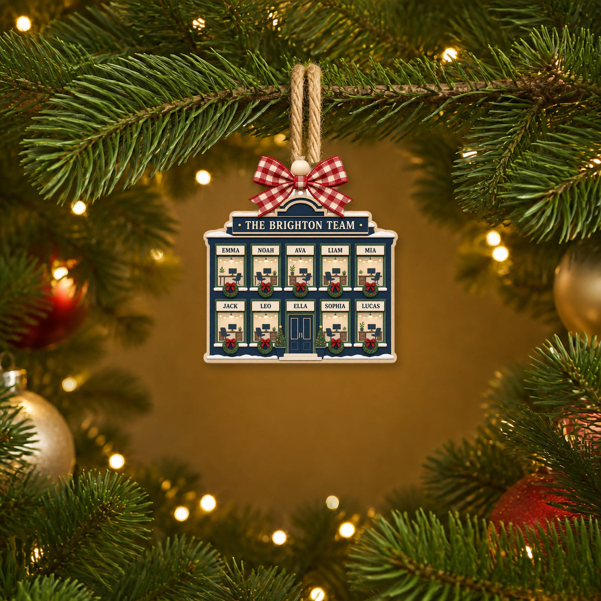 Personalized Team Office Building Acrylic Ornament - Custom Names Keepsake - image 3