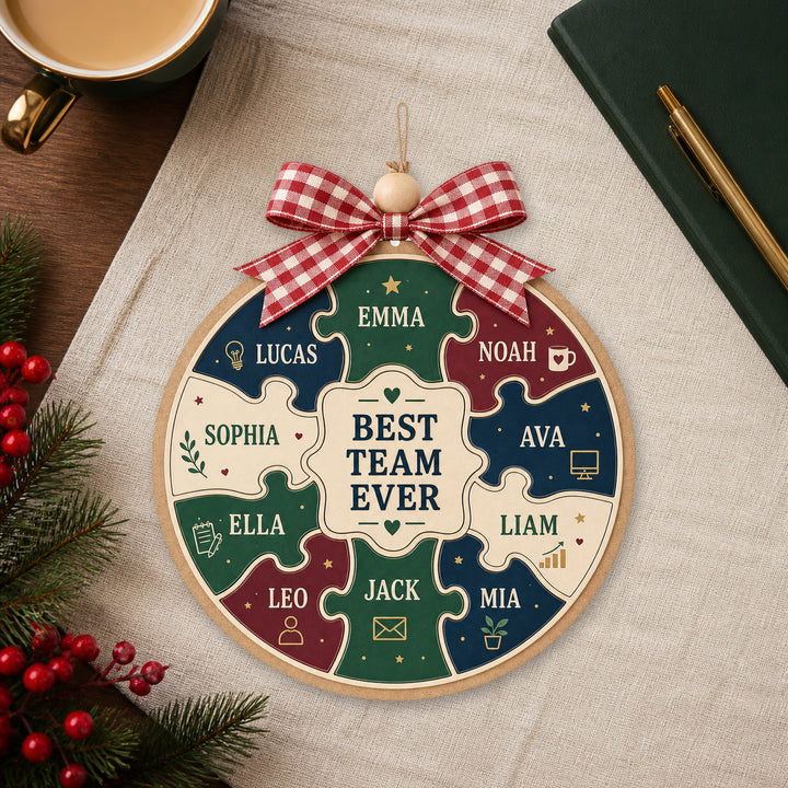 Personalized Team Puzzle Acrylic Ornament - Custom Names Keepsake - image 1