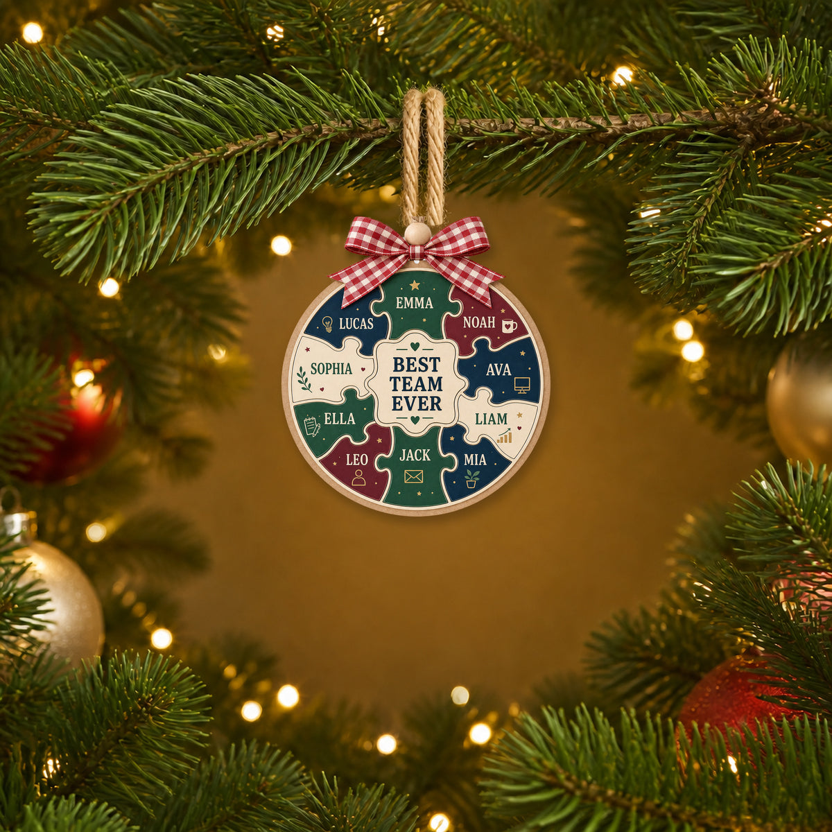 Personalized Team Puzzle Acrylic Ornament - Custom Names Keepsake - image 3