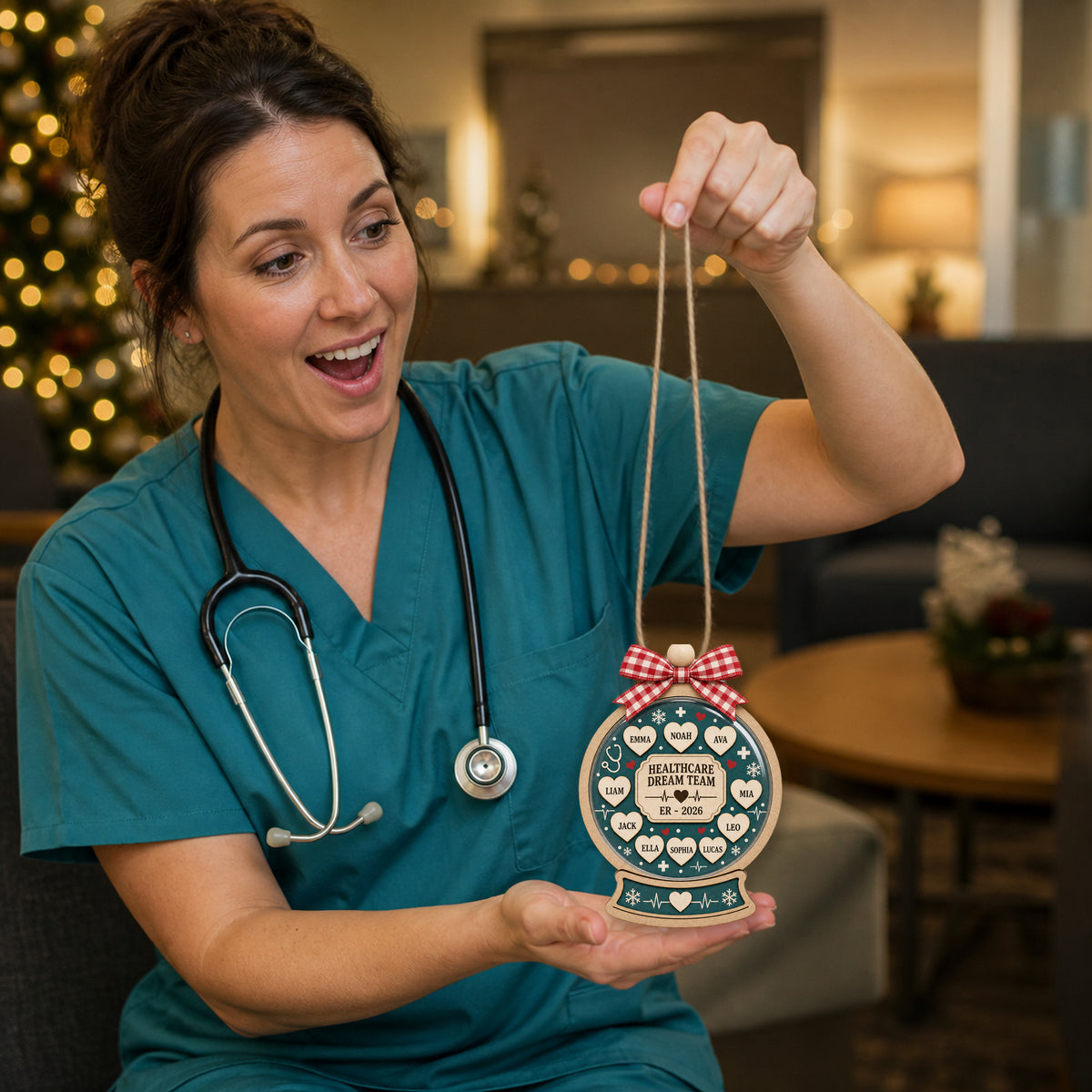 Personalized Healthcare Medical Snowglobe Acrylic Ornament - Custom Names Keepsake - image 4